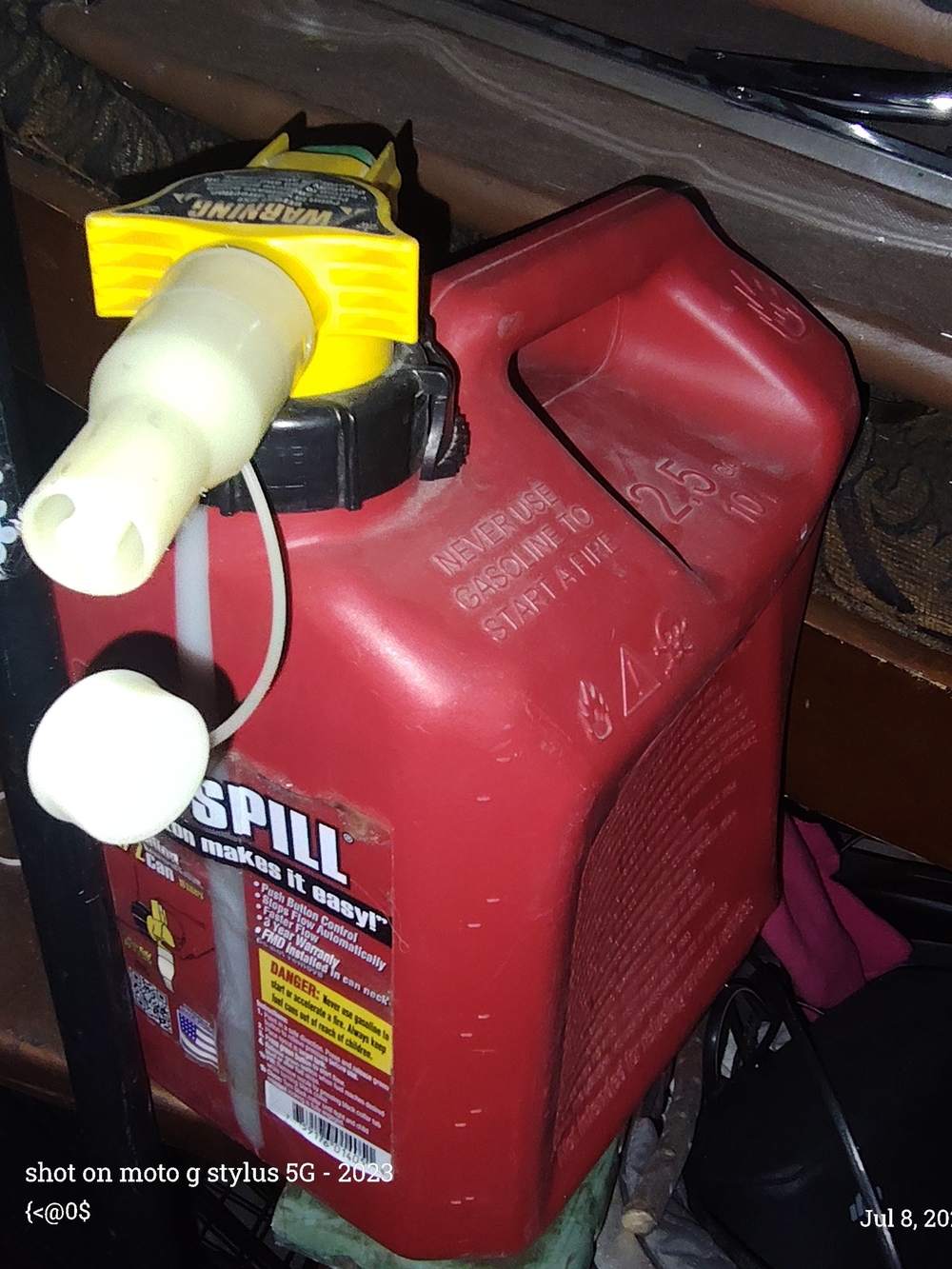2.5 Gallin Gas TankRed Utility Fuel Can with Yellow Spout - Home Accents
